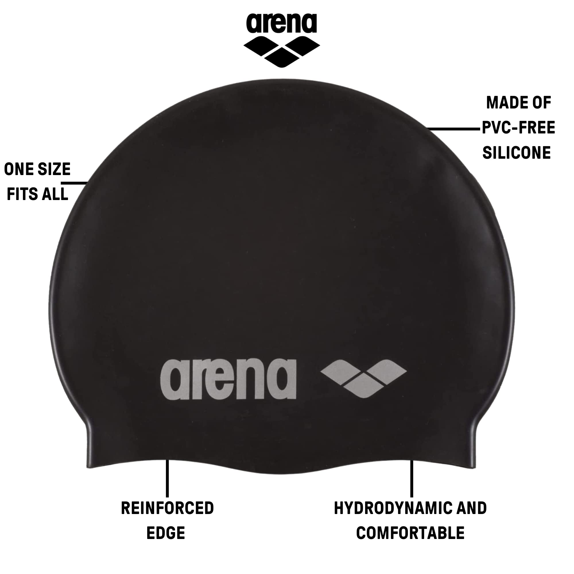 Arena Classic Unisex Soft Silicone Swim Cap for Women and Men